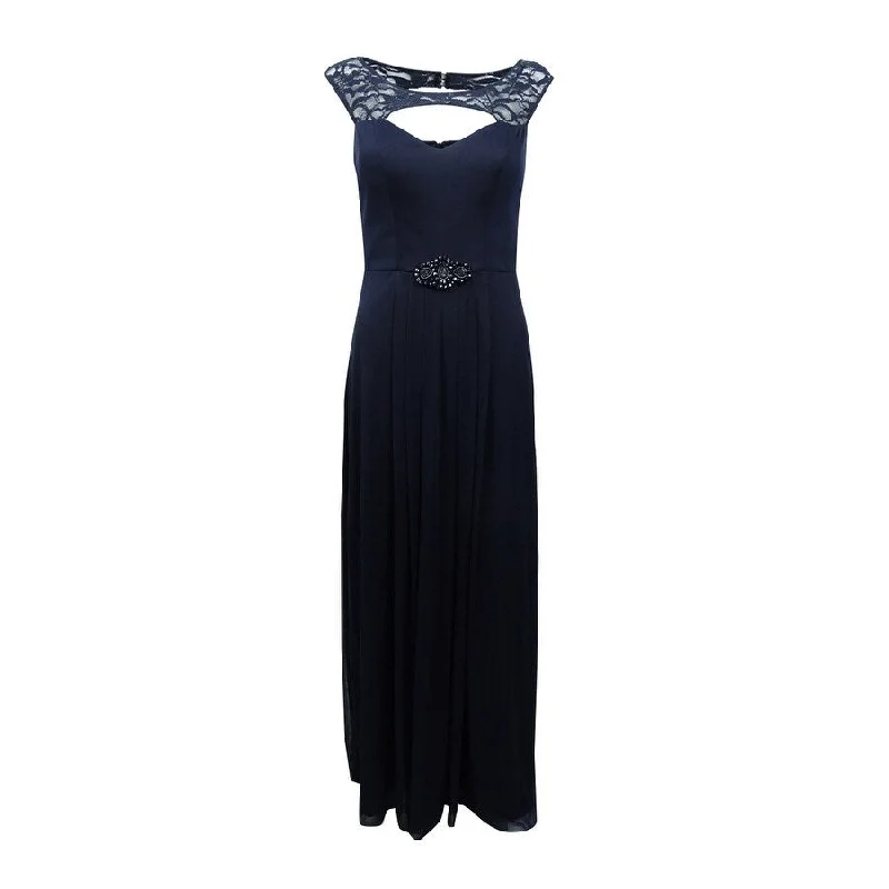 Special Price vintage-inspired dressB&A by Betsy & Adam Women's Illusion-Trim Cutout Gown Special Price vintage-inspired dressB&A by Betsy & Adam Women's Illusion-Trim Cutout Gown