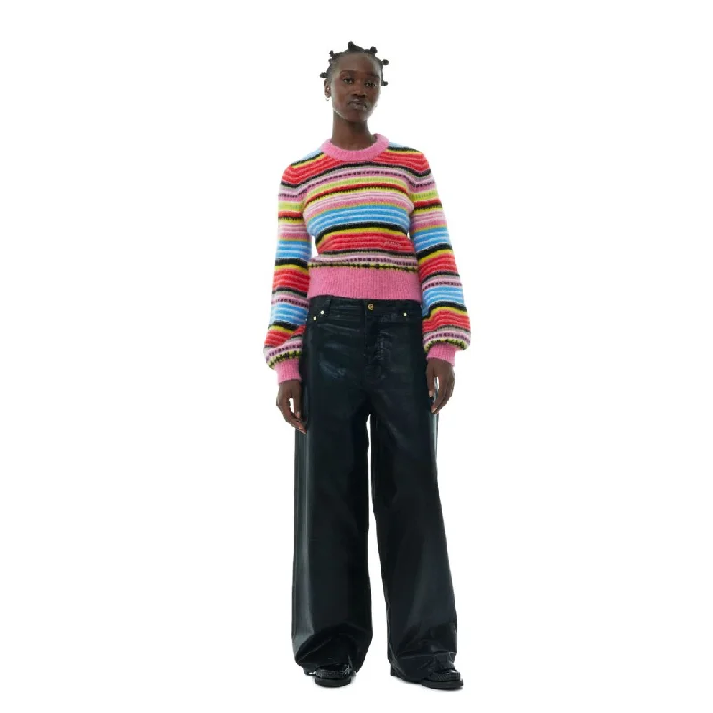Act Fast Striped Soft Wool O-Neck Sweater (Multicolour)