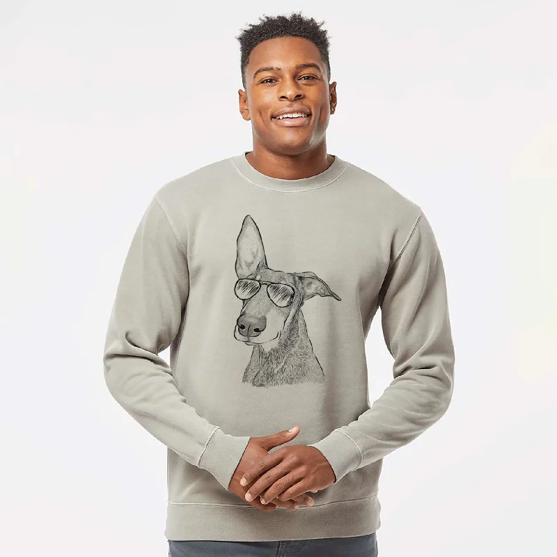 Deal Mania casual workout hoodieAviator Kain the Doberman Pinscher - Unisex Pigment Dyed Crew Sweatshirt Deal Mania casual workout hoodieAviator Kain the Doberman Pinscher - Unisex Pigment Dyed Crew Sweatshirt