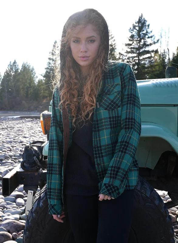 Year-End Sale WOMEN'S HOODED FOREVER FLANNEL - GREEN