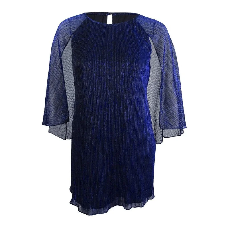 Closeout Sale trendy wrap dressCalvin Klein Women's Cape Shift Dress (2, Ultrmarine/Black)