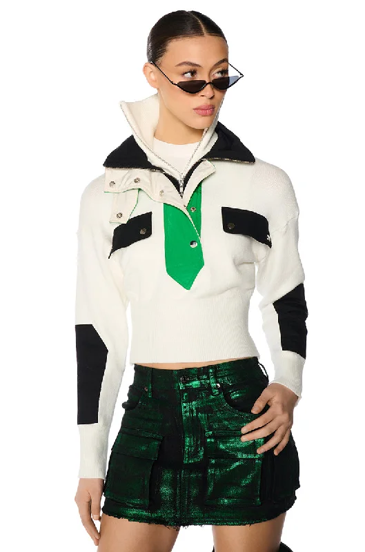 Overstock ON THE MOVE PULLOVER SWEATSHIRT IN WHITE MULTI