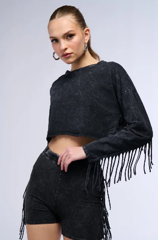 Savings Galore NYX WASHED FRINGE SWEATSHIRT