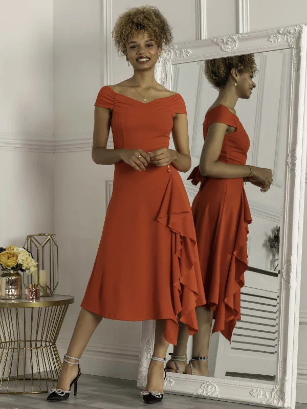 Deal Zone casual summer dressDESIREE FRILL FIT & FLARE DRESS (SCARLET RED)
