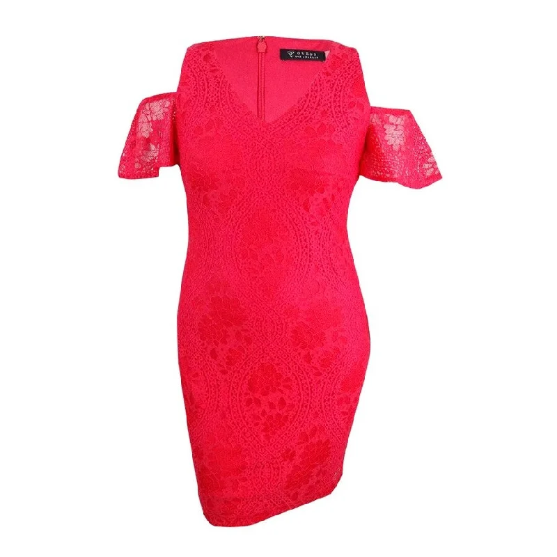 Low Prices luxury dressGuess Women's Lace Cold-Shoulder Sheath Dress