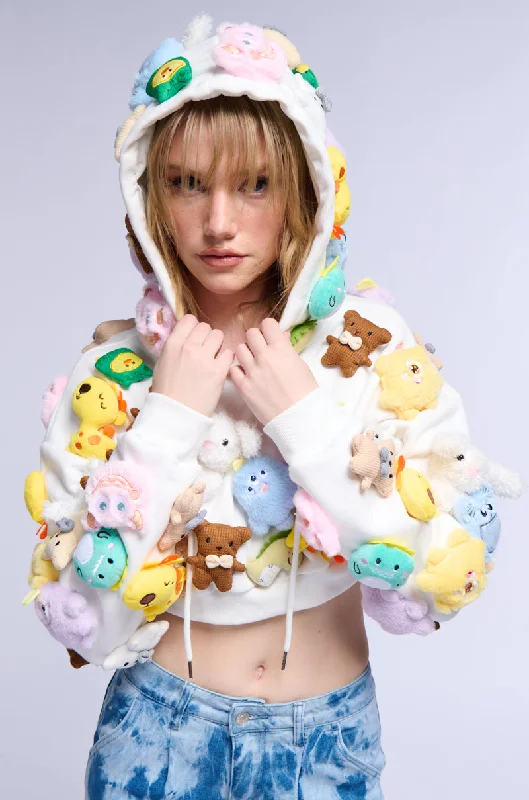 Super Sale TEDDY BEAR GIRL CROPPED APPLIQUE SWEATSHIRT