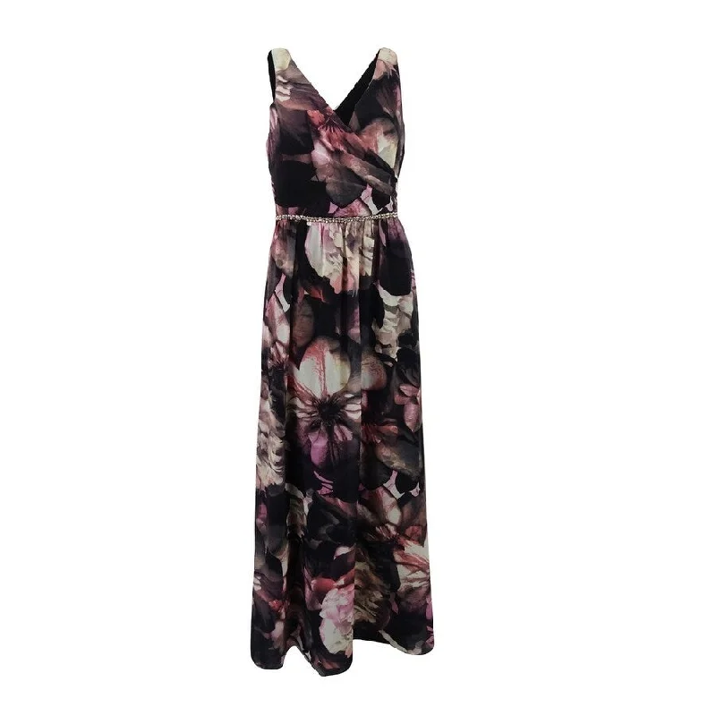 Bargain Prices backless dressSL Fashions Women's Floral-Print Surplice Gown