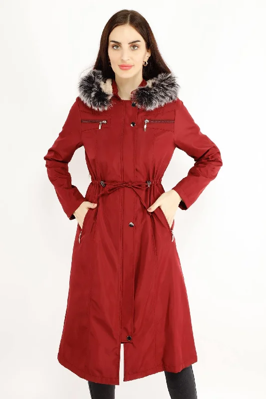 Blowout Sale LONG TYPE JACKET WITH FUR HOODIES 5821MAD