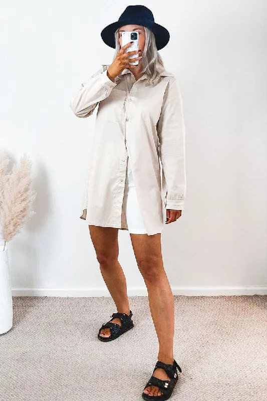 Savings Spectacular trendy wrap dressStone Oversized Shirt Dress - Chelby