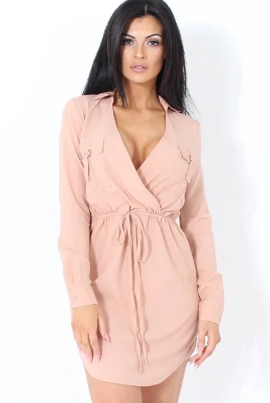Limited Stock midi dressRose Curved Hem Elasticated Waist Wrap Dress- Cadie