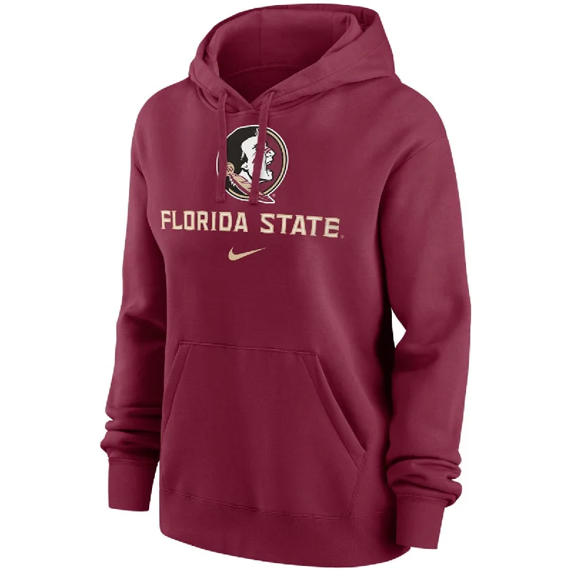 Factory Direct Sale Nike Women's Seminole Logo Florida State Club Fleece Hood - Garnet