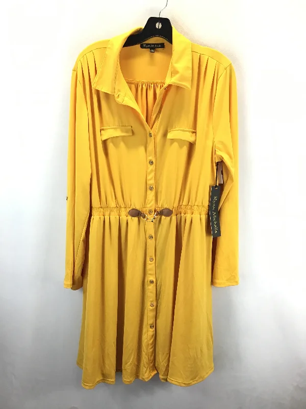 Clearance Sale ruched dressDress Casual Midi By Clothes Mentor In Yellow, Size: Xl