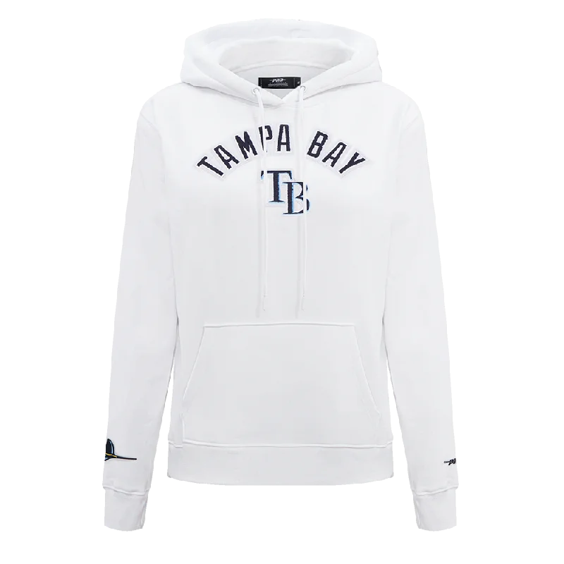 Limited Edition MLB TAMPA BAY RAYS CLASSIC WOMEN'S FLC PO HOODIE (WHITE)