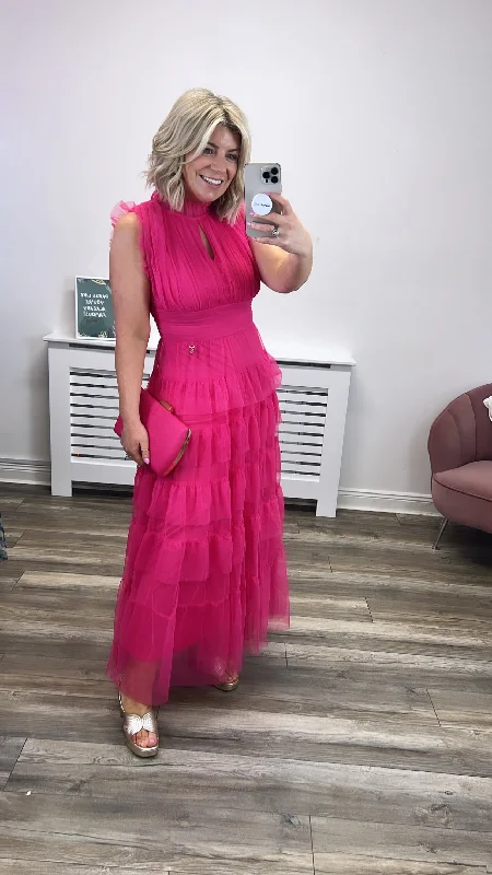 Limited Edition elegant shift dressMetis Dress (Fuxia)