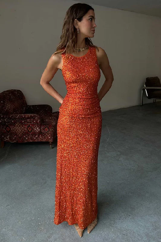 Early Access trendy wrap dressDorris Sequin Skirt (Rust)
