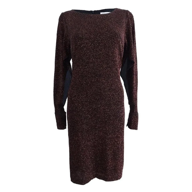 Extra Savings casual evening dressCalvin Klein Women's Split Dolman-Sleeve Sparkle Dress (8, Black/Copper)