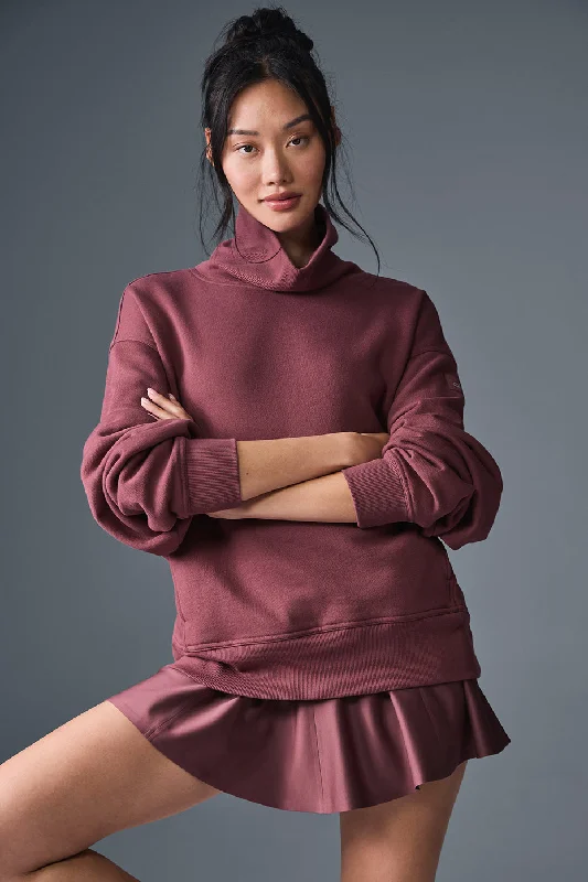 New Deals Hazy Mock Neck Pullover - Burgundy Truffle