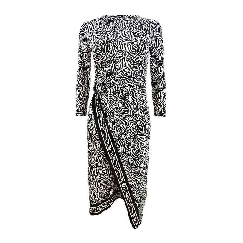 Special Discount chic shift dressMICHAEL Michael Kors Women's Zebra-Print Asymmetrical Dress (XS, Black/White)