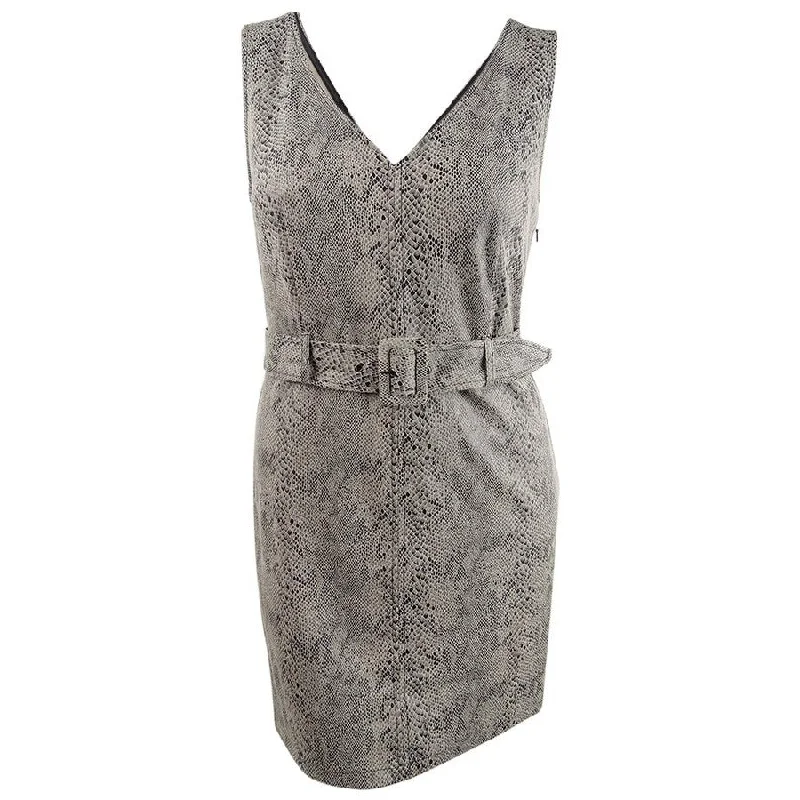 New Deals playful dressBar III Women's Faux-Suede Snake-Embossed Dress (L, Snake)