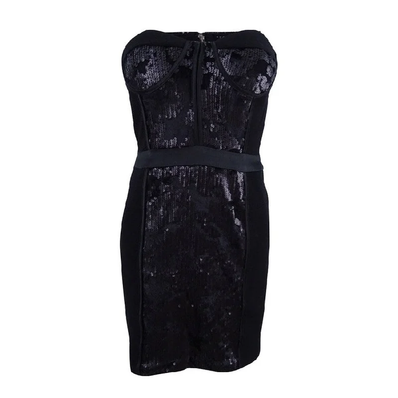 Super Deal one-shoulder dressEndless Rose Women's Sequined Velvet Bustier Dress