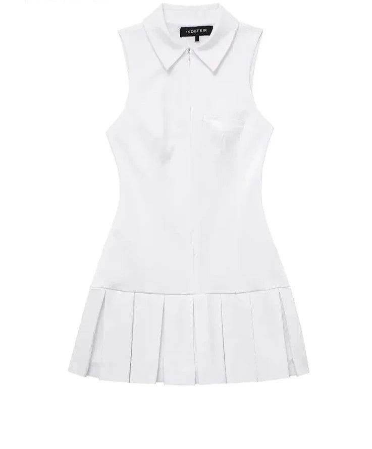Loyalty Reward spaghetti strap dressA&A Pleated Sleeveless Mini Shirt Dress