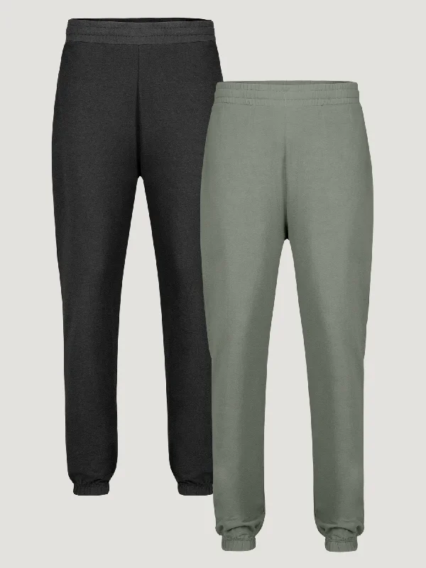 Discount Deals Women's Terry Jogger Essential 2-Pack (Black + Mercury Green) FINAL SALE