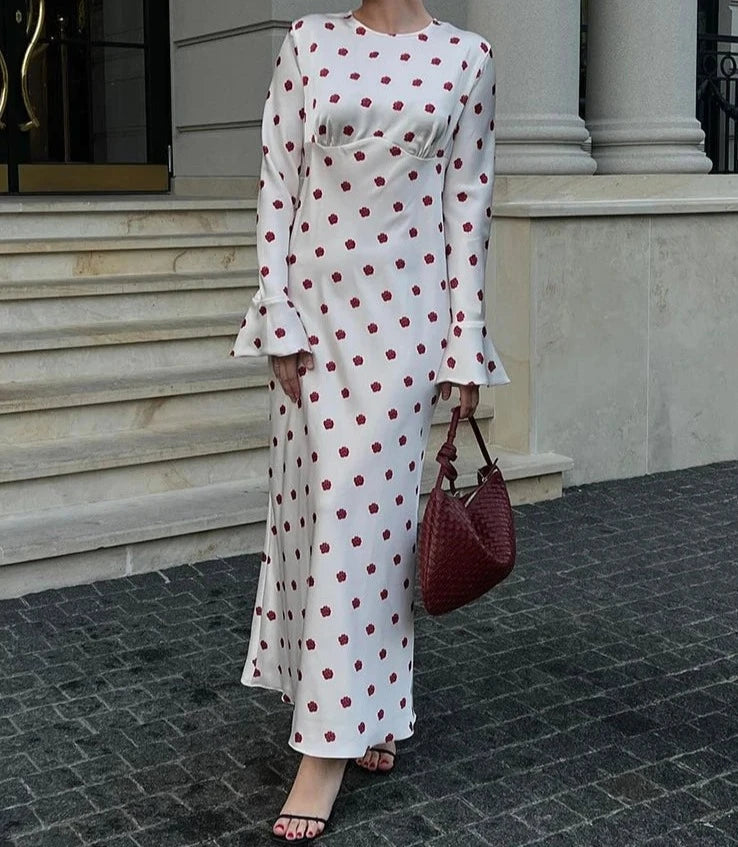Early Access party-ready dressA&A Flare Long Sleeve Printed Polka Dot Maxi Dress