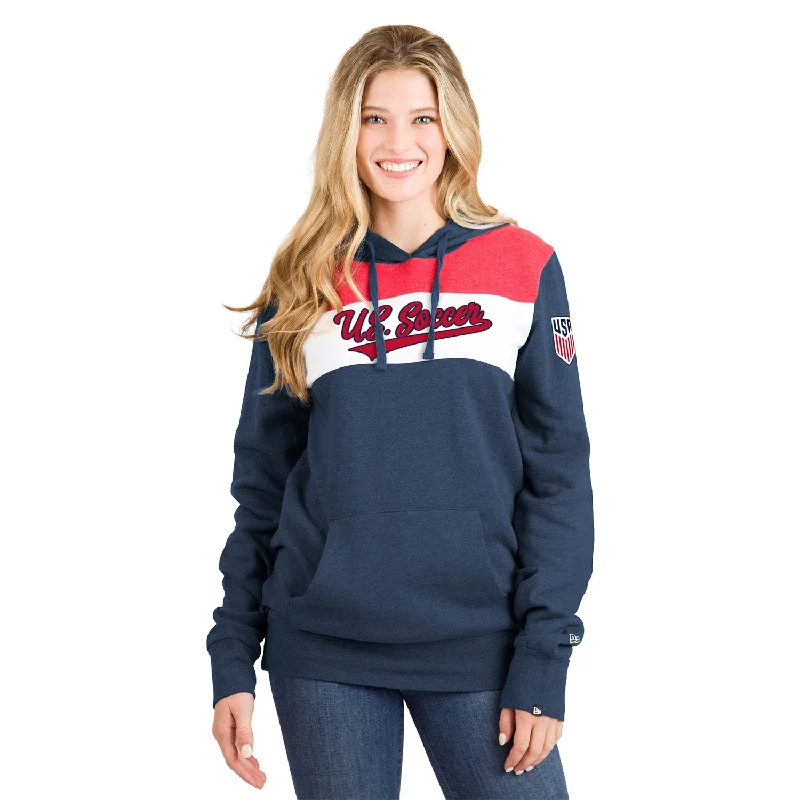 Closeout Sale Women's New Era USMNT Bi-Blend Navy Fleece Pullover