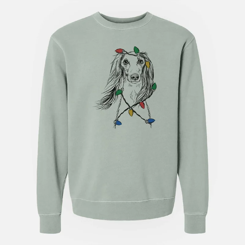Major Savings soft athletic sweatshirtChristmas Lights Zahra the Saluki - Unisex Pigment Dyed Crew Sweatshirt Major Savings soft athletic sweatshirtChristmas Lights Zahra the Saluki - Unisex Pigment Dyed Crew Sweatshirt
