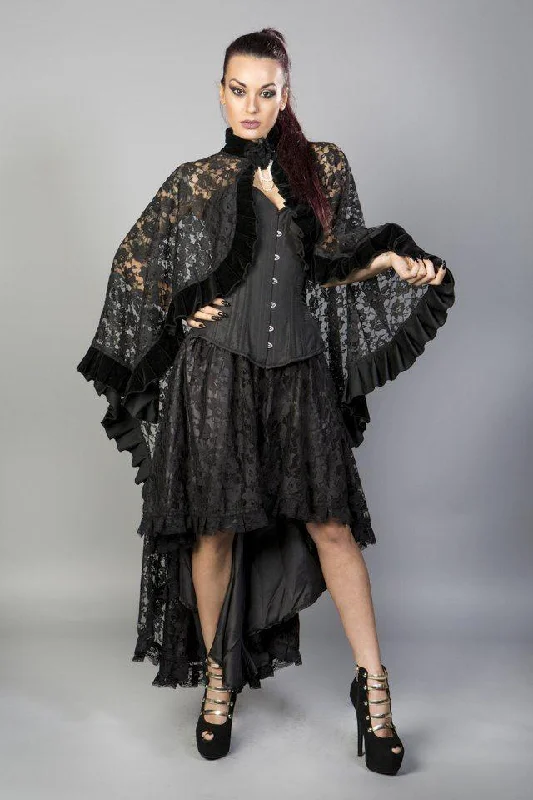 Best Deals Catherine Cape In Black Lace With Brooch