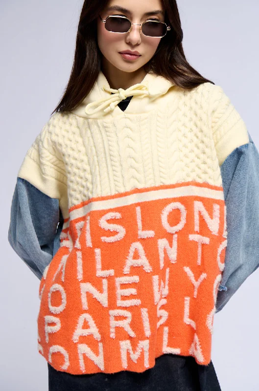 Mega Deal WORLD TRAVELER DENIM DETAIL SWEATER