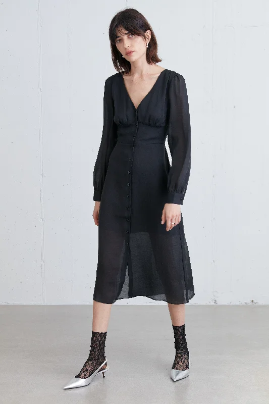 Midnight Sale draped dressSHIRT CHIFFON MIDI DRESS