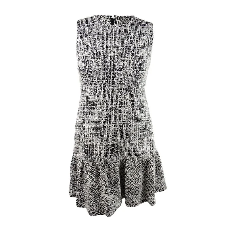 Sneak Peek Sale boho-chic dressDKNY Women's Flounce Sheath Dress (12, Black/Ivory)