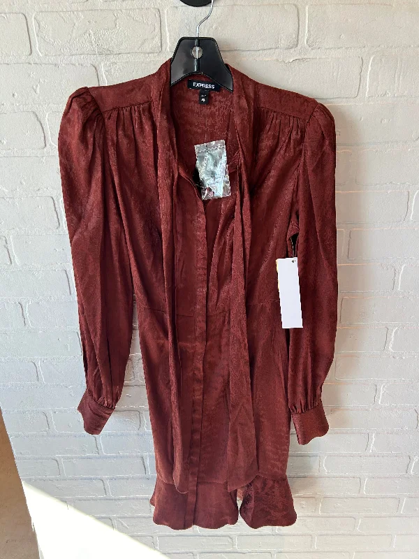 Bargain Blast satin dressDress Casual Short By Express In Brown, Size: Xs