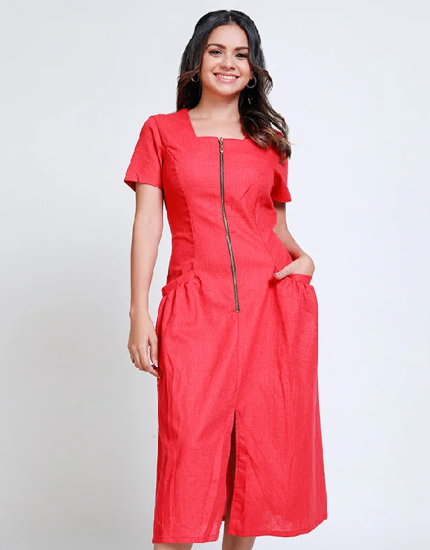 Super Sale trendy bodycon dressSquare Neck Dress with Front Pockets
