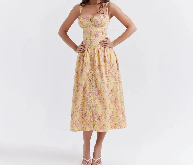 Early Access cocktail party dressA&A Floral Print Lace Up Midi Dress