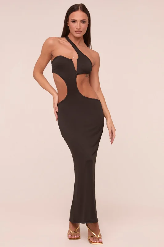 Reduced Prices trendy dressBlack Cut Out Detail Bandeau Maxi Dress - Valerie