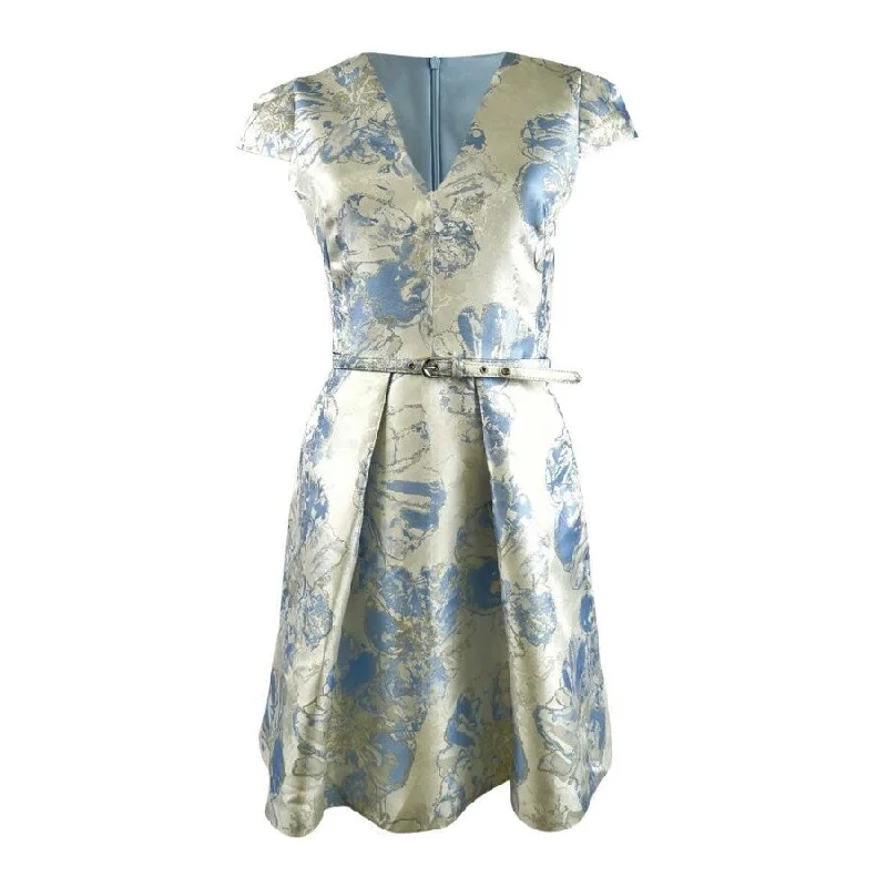 Online Specials shift dressVince Camuto Women's Belted Jacquard Dress (4, Sky)