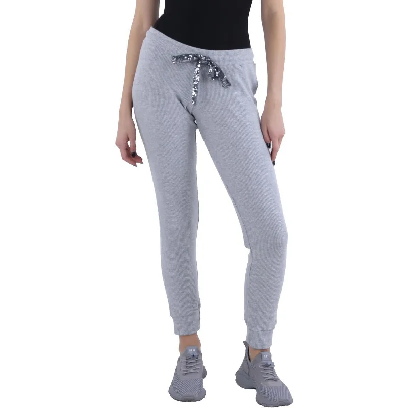 Deal Dash Michael Lauren Womens Sequin Drawstring Sweatpants