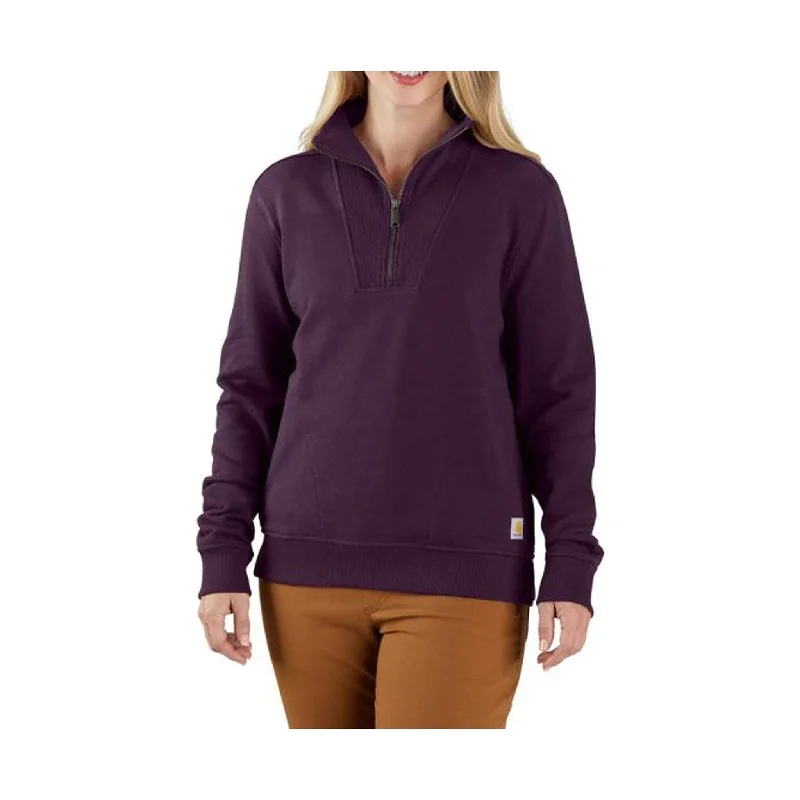 Closeout Carhartt Women's Tencel Fabric 1/2 Zip Sweatshirt - Eggplant