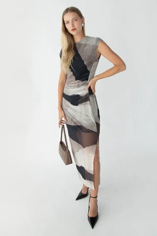 Today Only long-sleeve floral dressSLEEVELESS PATTERENED MESH MAXI DRESS