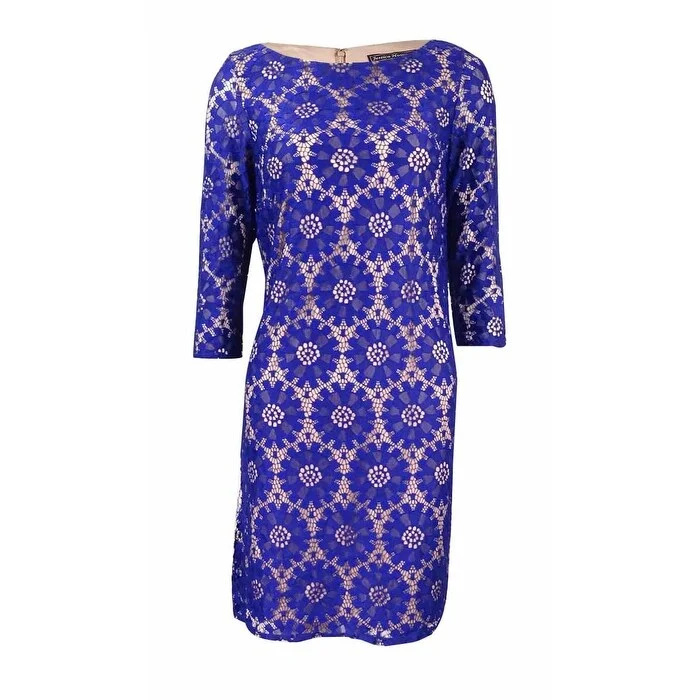 Sale Event party-ready dressJessica Howard Illusion-Sleeve Lace Sheath Dress