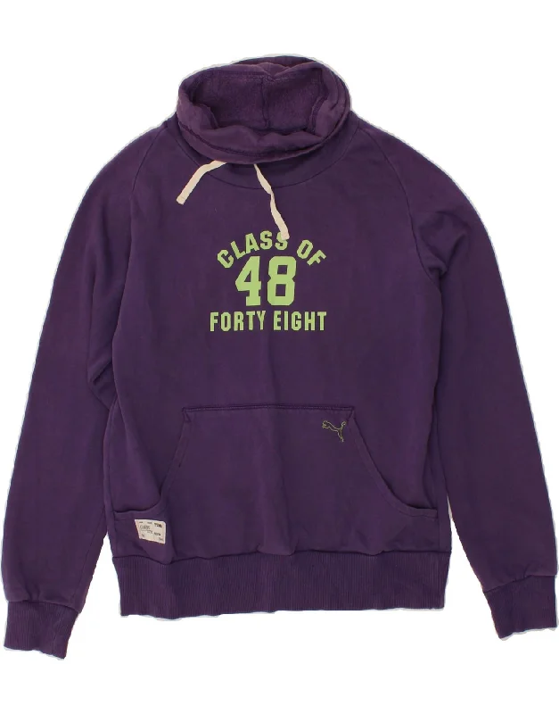Price Drop PUMA Womens Graphic Sweatshirt Jumper UK 14 Medium  Purple Cotton