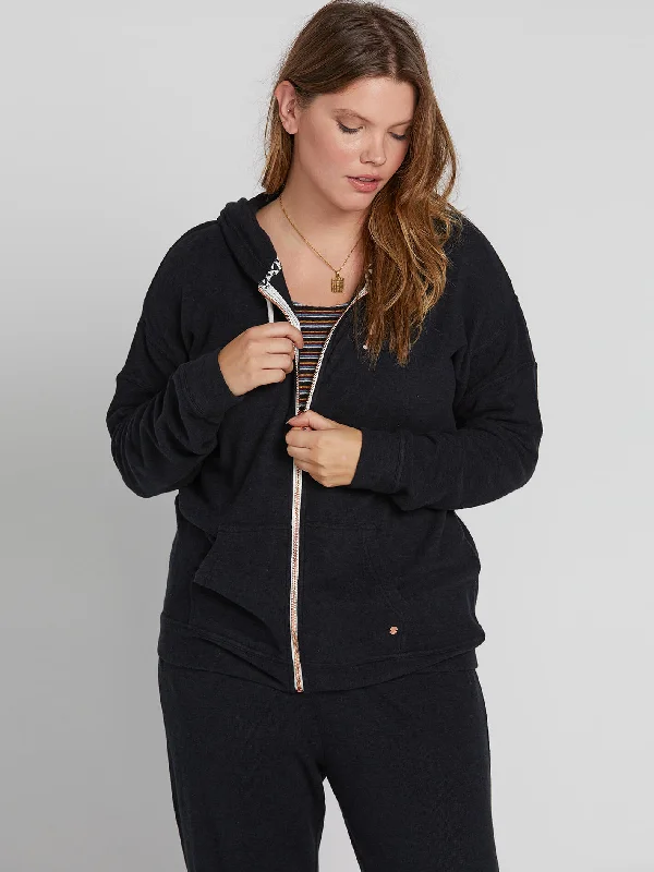 Year-End Sale Lived In Lounge Plus Size Zip Up - Black