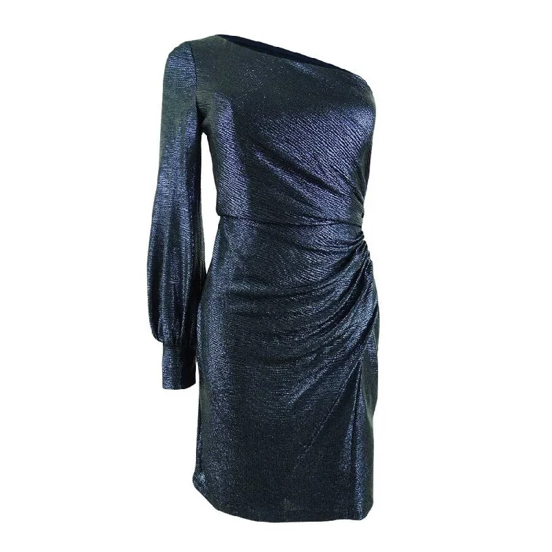 Price Buster high-waisted dressNightway Women's One-Sleeve Metallic Dress (4, Navy)