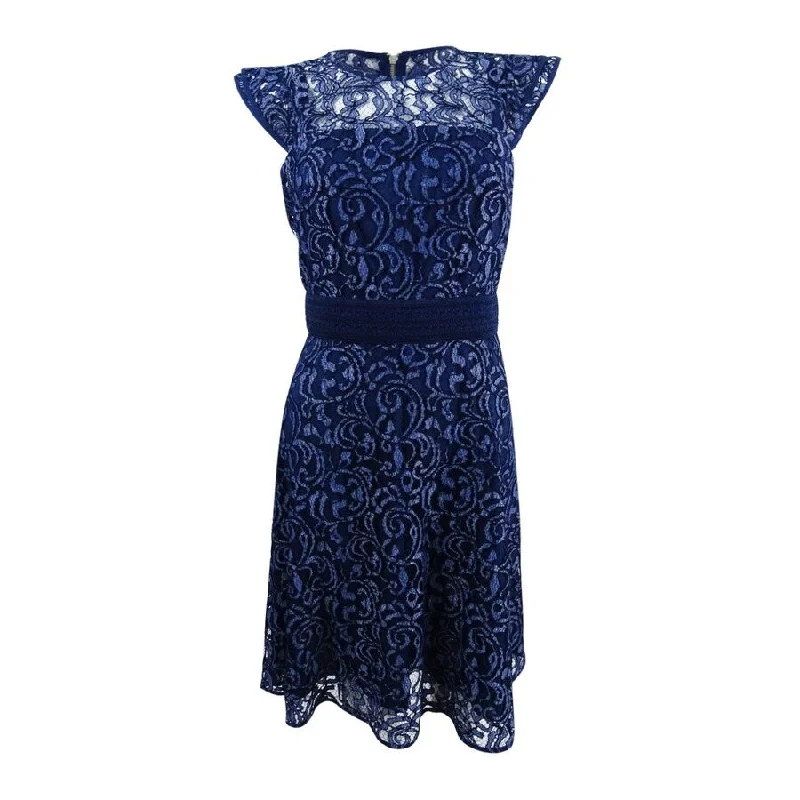 Discount Deals casual day dressRachel Rachel Roy Women's Lace Fit & Flare Dress (4, Indigo)