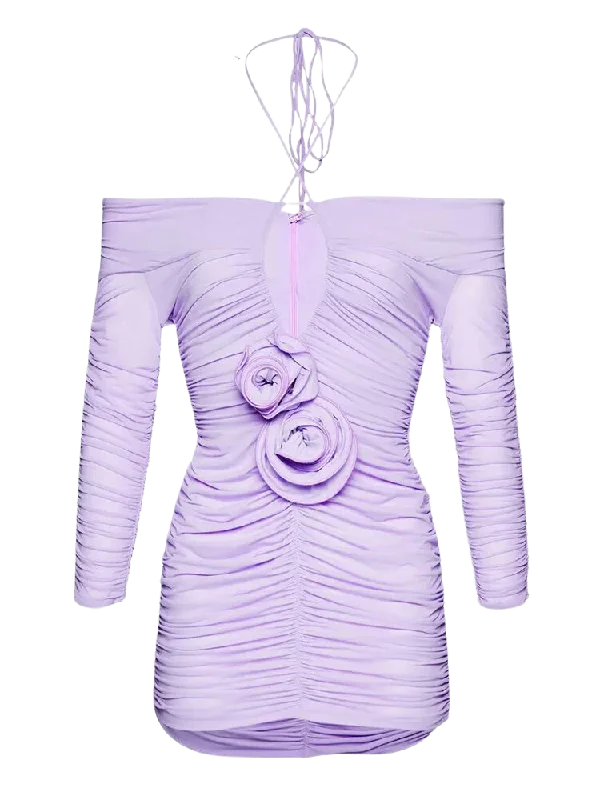 Special Price flowy maxi dressA&A Luxe Ruched 3D Flower Halter Neck Mini Dress