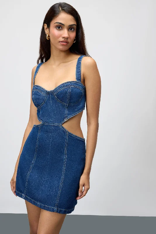 Steals and Deals puff sleeve dressCut Out Mini Denim Dress