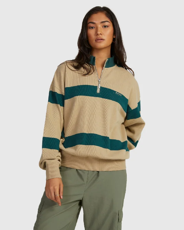 Sneak Peek Sale Haru 1/4 Zip Sweater Half-Zip Sweatshirt - Khaki