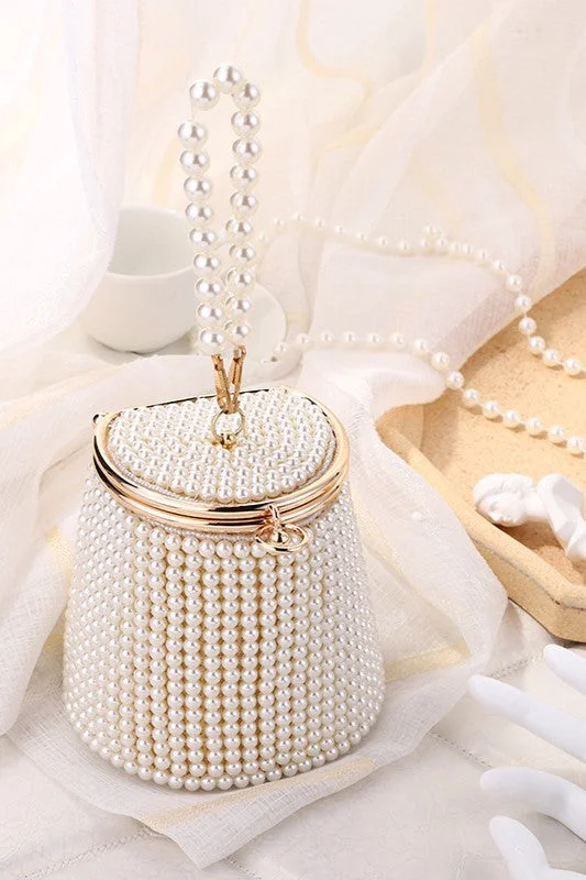Seasonal Clearance one-shoulder dressPortable Pearl Evening Bag